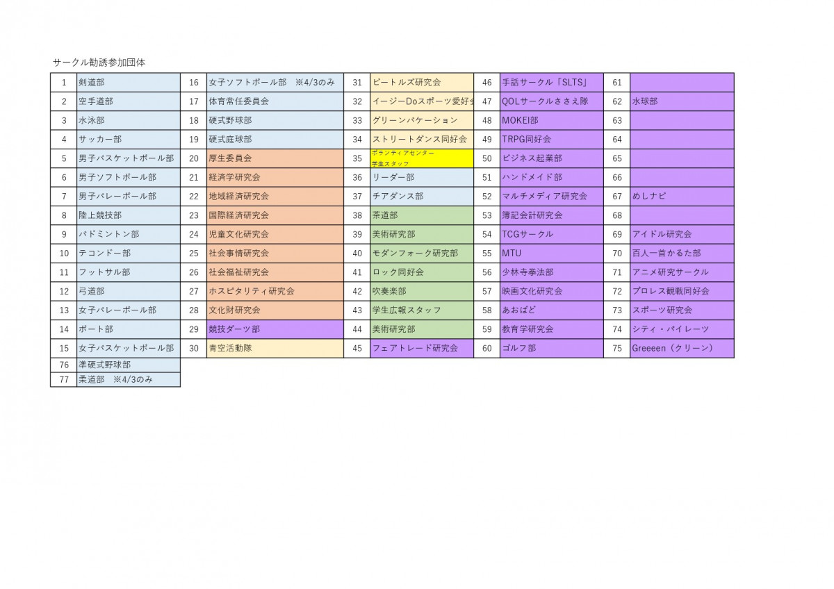 令和8年度サークル勧誘の開催について｜関連情報｜クラブ・サークル